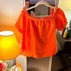 h&m orange off the shoulder top